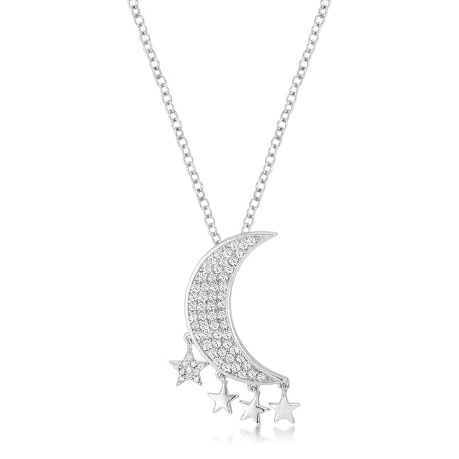 Avera .6Ct Dazzling Moon and Stars Necklace with CZ by Avera Group