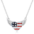 .14 Ct Patriotic Winged Heart Necklace with CZ Accents by Avera Group