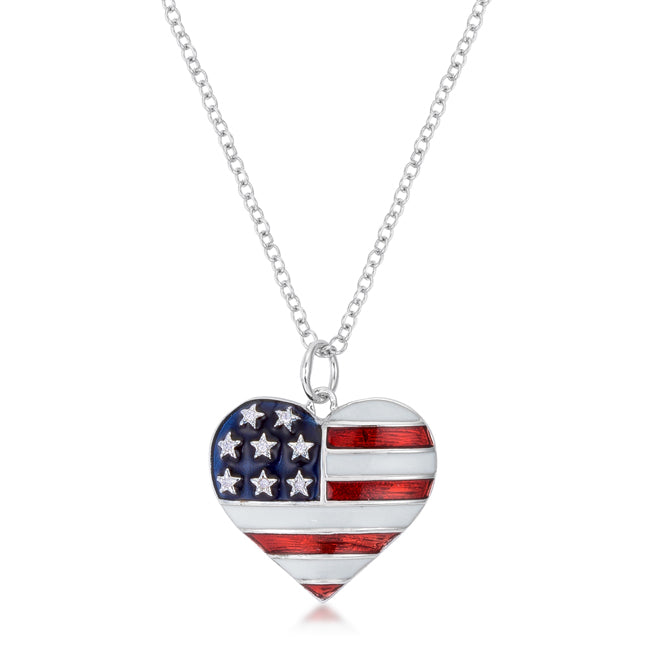Avera Stars and Stripes Necklace with Cubic Zirconia Pendant by Avera Group