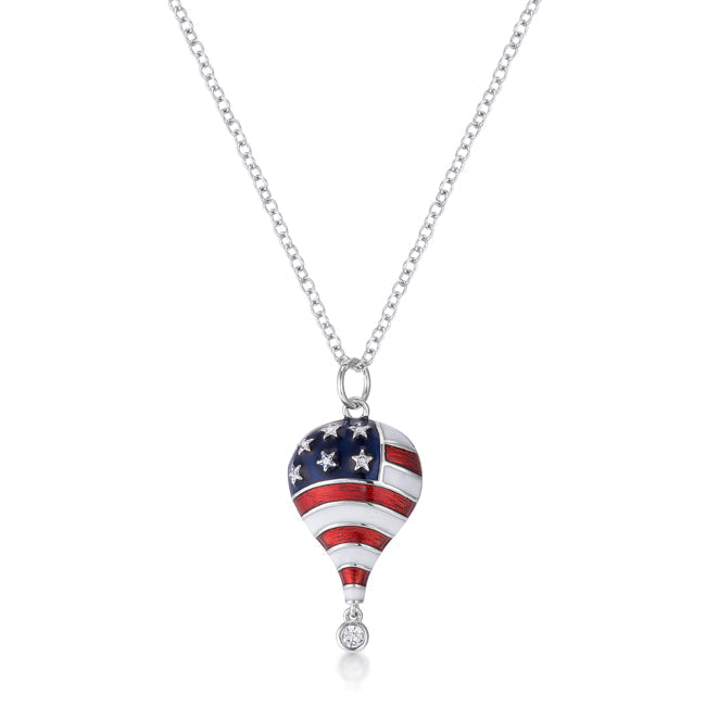 .1 Ct Patriotic Hot Air Balloon Necklace with CZ by Avera Group