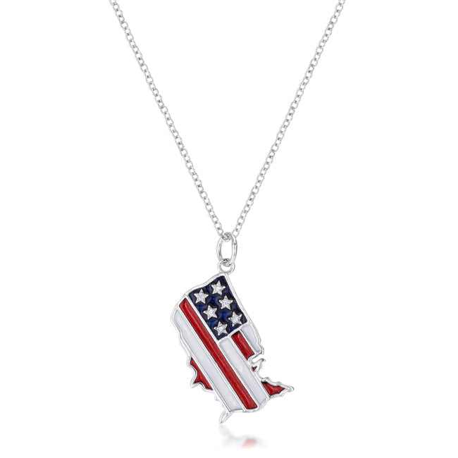 .015 Ct Patriotic U.S. Map Necklace by Avera Group