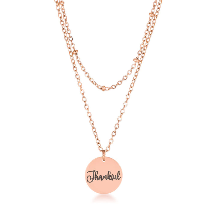 Delicate Rose gold Plated Necklace Thankful by Avera Group