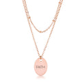 Jewelry Double Chain Faith Necklace In Rose Gold by Avera Group