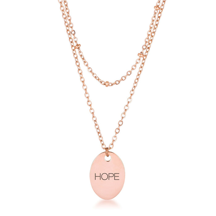 Avera Double Chain Hope Necklace In Rose Gold by Avera Group