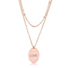 Avera Double Chain Love Necklace In Rose Gold