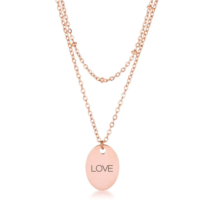 Avera Double Chain Love Necklace In Rose Gold by Avera Group