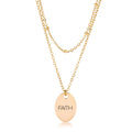 Avera Double Chain Faith Necklace In Polished Gold by Avera Group