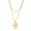 Avera Double Chain Love Necklace In Polished Gold Finish