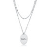 Avera Double Chain Faith Necklace In Sterling Silver
