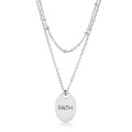 Avera Double Chain Faith Necklace In Sterling Silver by Avera Group