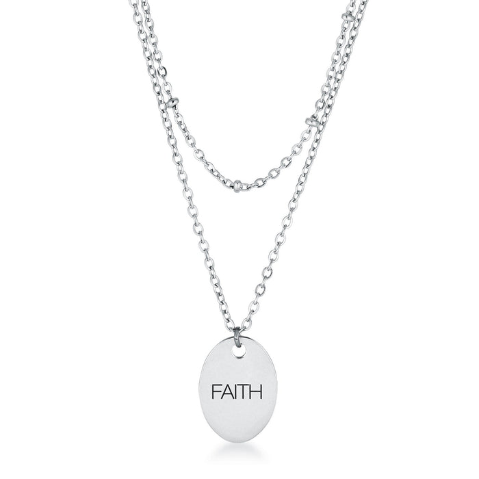 Avera Double Chain Faith Necklace In Sterling Silver by Avera Group