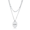 Avera Double Chain Hope Necklace In Polished Silver