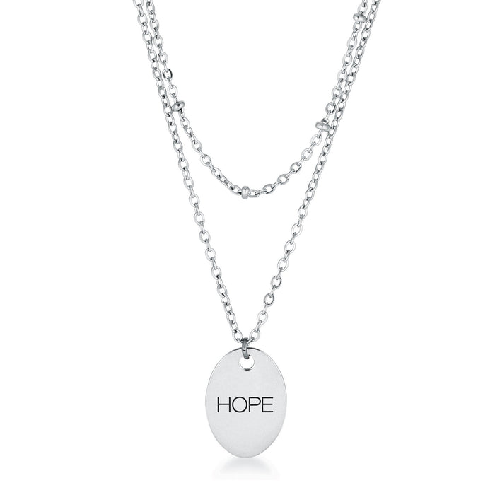 Avera Double Chain Hope Necklace In Polished Silver by Avera Group