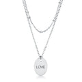 Avera Double Chain Love Necklace In Polished Silver by Avera Group