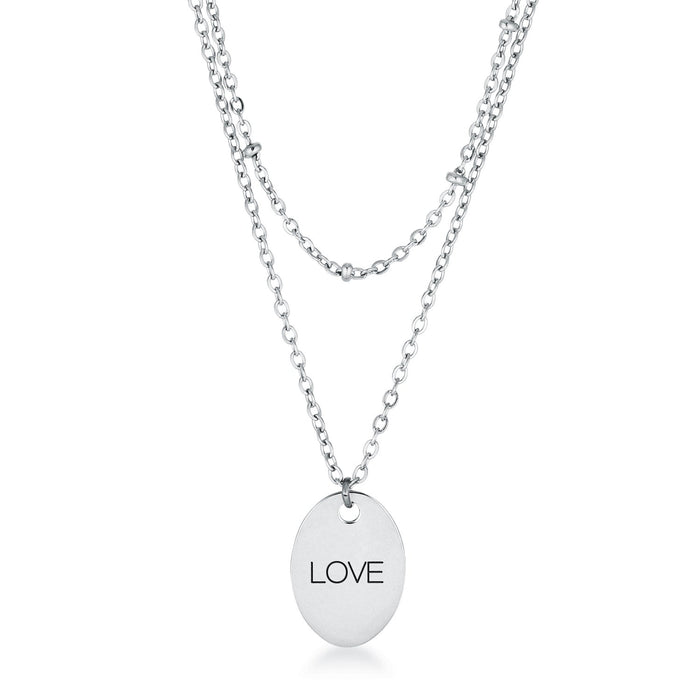 Avera Double Chain Love Necklace In Polished Silver by Avera Group