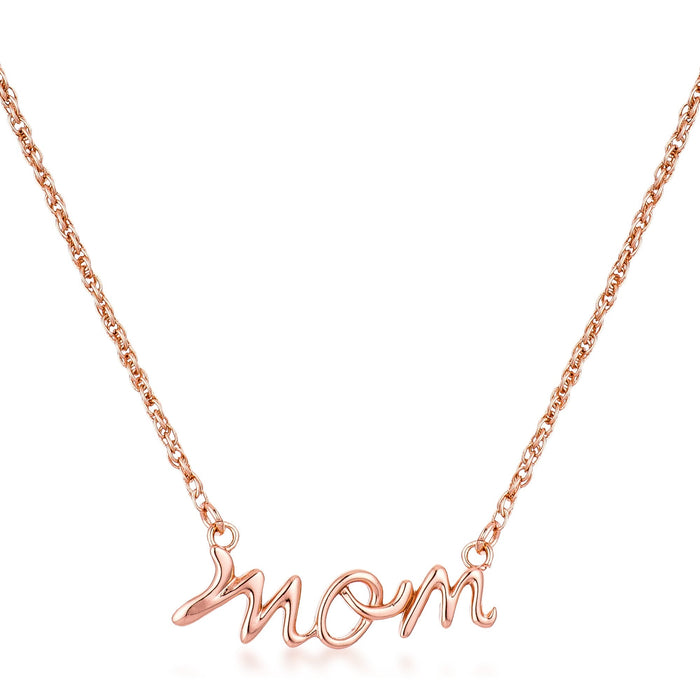 Avera Mom Script Necklace In Pink Finish by Avera Group