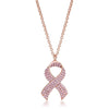 Avera Cz Pave Ribbon Necklace In Radiant Gold Finish