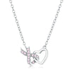 Avera Interlocking Heart Ribbon Pendant Necklace in Silver
