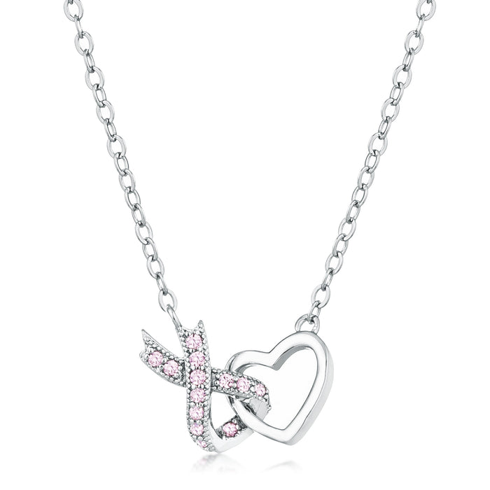 Avera Interlocking Heart Ribbon Pendant Necklace in Silver by Avera Group