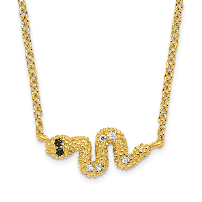 Cubic Zirconia Snake Necklace Silver by Fine Color Jewels