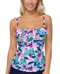 Island Escape Womens Swimsuit Seaside Shades Ruffled Tankini Top by Vanessa Jane