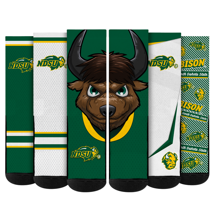 North Dakota State Bison - Super Fan Bundle 5-Pack by Rock 'Em Socks