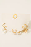 Mixed Pearl Studs And Charms Hoop Earrings Set