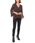 Vince Camuto Striped Flutter-Sleeve Top, Size Small by Vanessa Jane