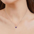 Dark Amethyst Halo Pendant Necklace by Fine Color Jewels