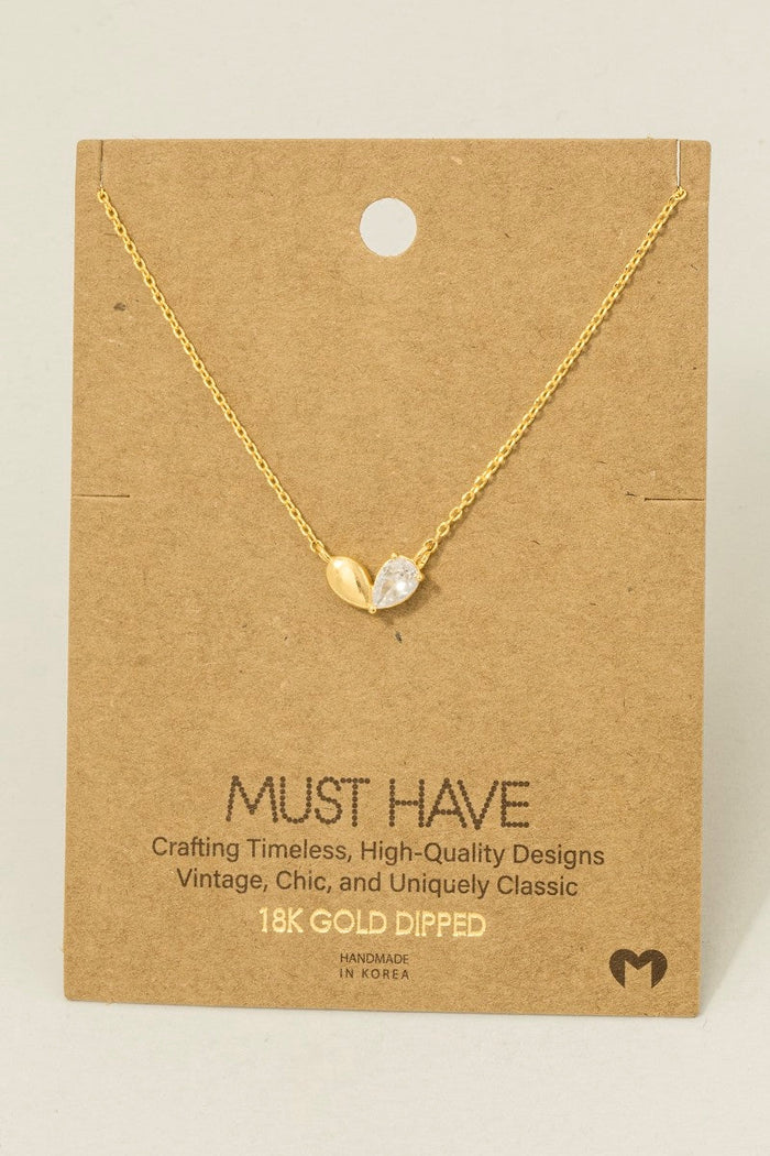 Gold Dipped Cz Heart Shape Pendant Necklace by Boutique 23
