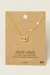 Layered Chain Link Charm Necklace: Gold
