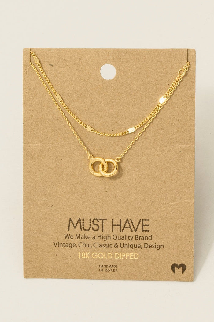 Layered Chain Link Charm Necklace: Gold by Boutique 23