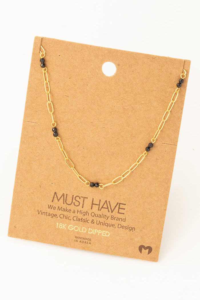 Dainty Chain Link Bead Station Necklace by Boutique 23