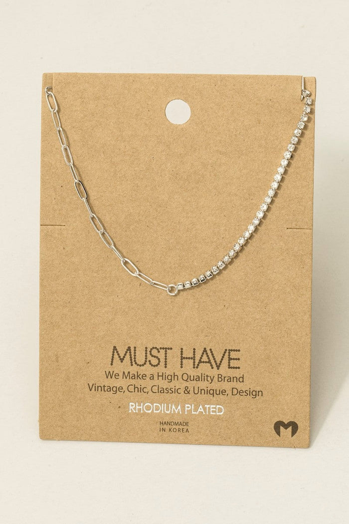 Gold Dipped Cz Chain Link Necklace: Silver by Boutique 23