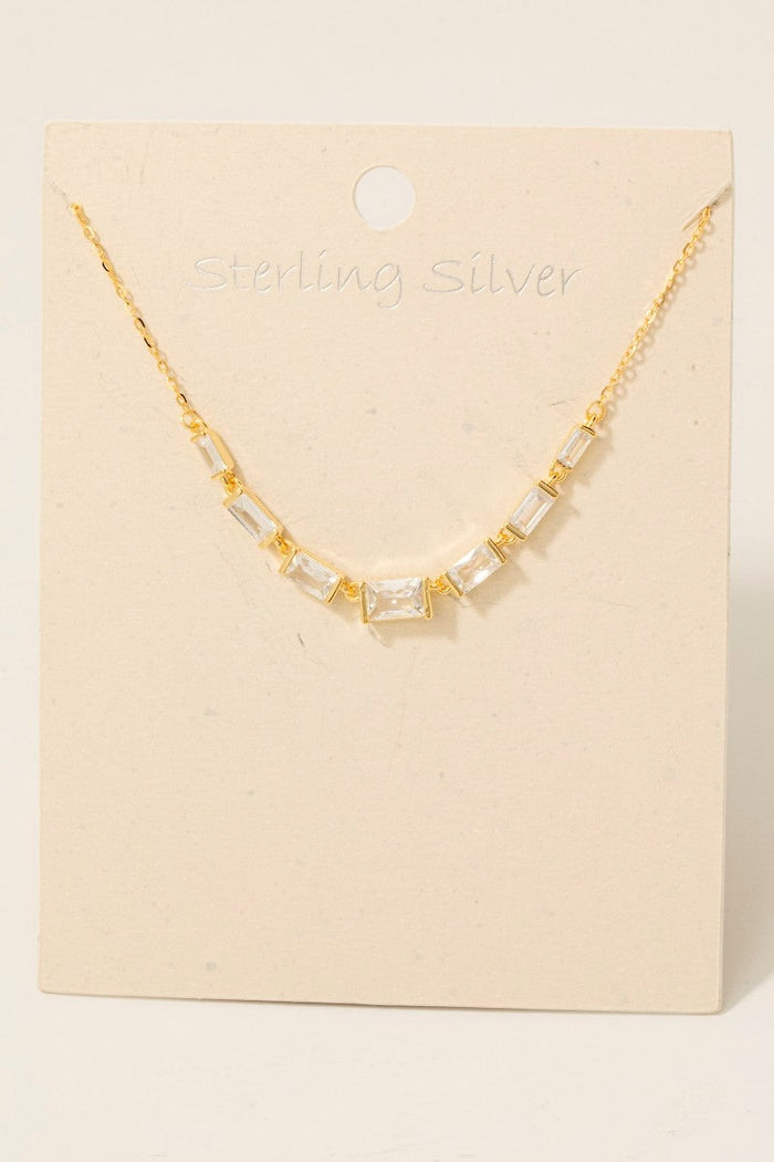 Sterling Silver Cz Baguettes Chain Necklace by Boutique 23