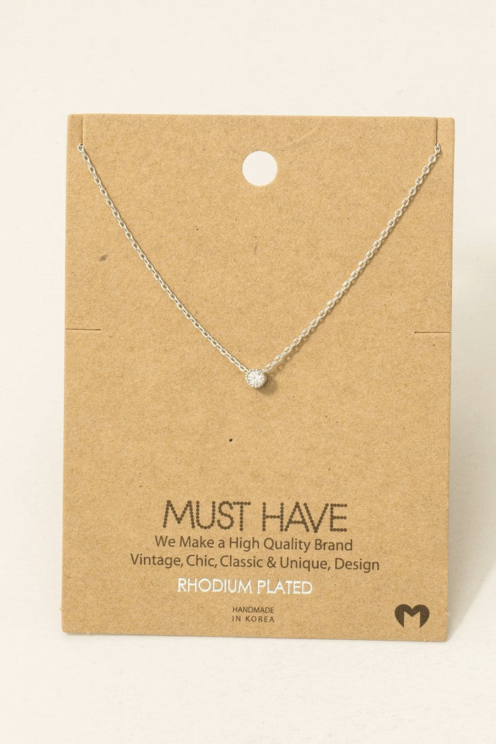 Gold Dipped Mini Cz Pendant Necklace: Silver by Boutique 23
