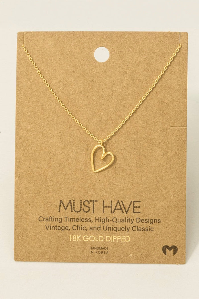 Gold Dipped Wire Heart Pendant Necklace by Boutique 23