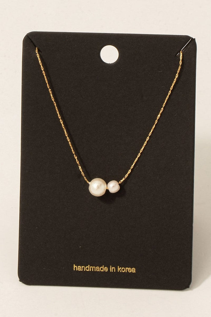 2 Pearl Bead Charm Chain Necklace by Boutique 23