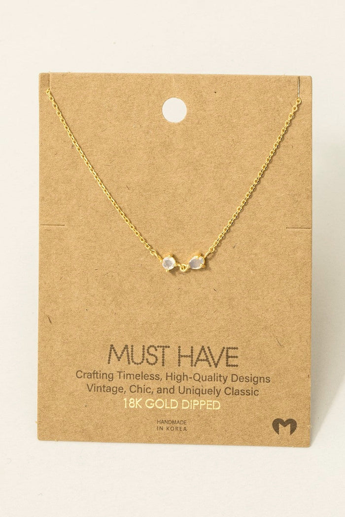 Gold Dipped Circle And Teardrop Cz Pendant Necklace: Gold by Boutique 23