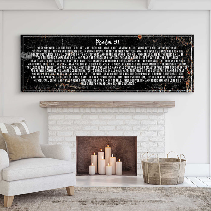 Psalm 91: 'He Is My Refuge' Sign - Inspirational Christian Wall Art for living room, religious decor by Tailored Canvases