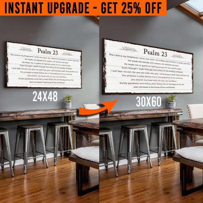 Upgrade Your 24x48 Inches 'Psalm 23 - The Lord Is My Shepherd' (Style 1) Canvas To 60x30 Inches by Tailored Canvases