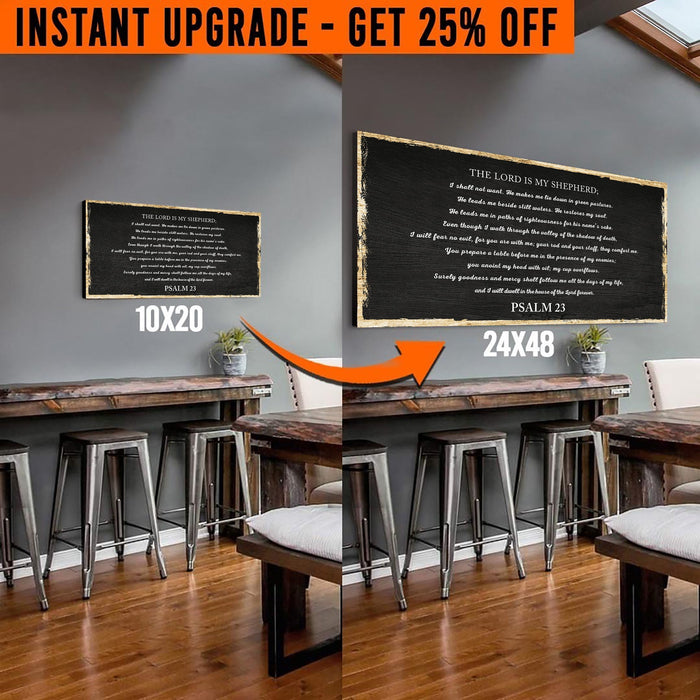 Upgrade Your 20x10 Inches 'Psalm 23 - The Lord Is My Shepherd' (Style 2) Canvas To 24x48 Inches by Tailored Canvases