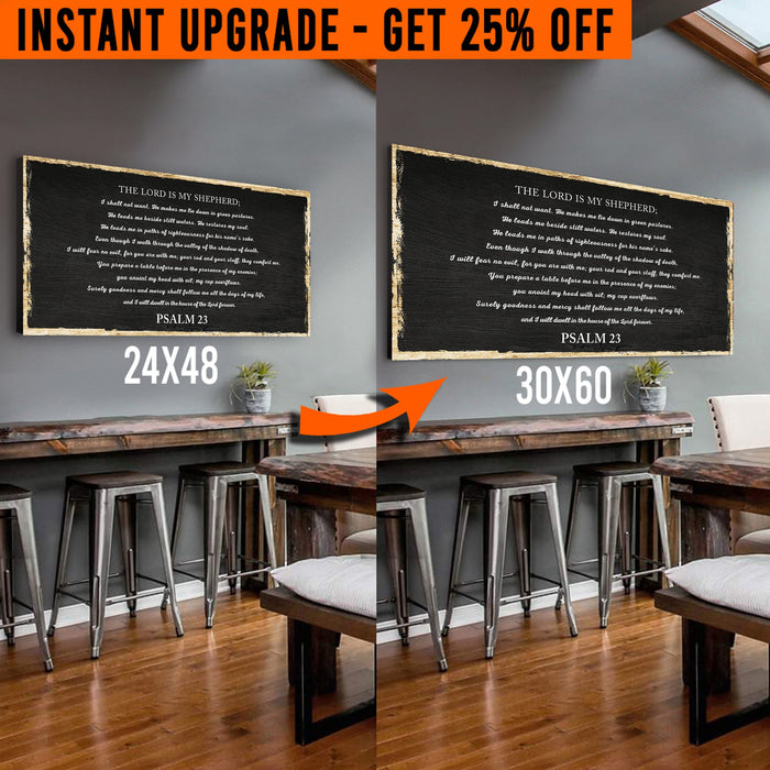 Upgrade Your 24x48 Inches 'Psalm 23 - The Lord Is My Shepherd' (Style 2) Canvas To 60x30 Inches by Tailored Canvases