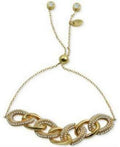 Argento Vivo Cubic Zirconia Chain Link Bolo Bracelet in 18k Gold-Plated Sterling by Vanessa Jane