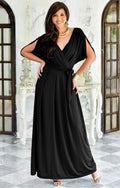 KOH KOH Womens Sexy Cap Short Sleeve V-Neck Flowy Cocktail Gown, Size XL by Vanessa Jane