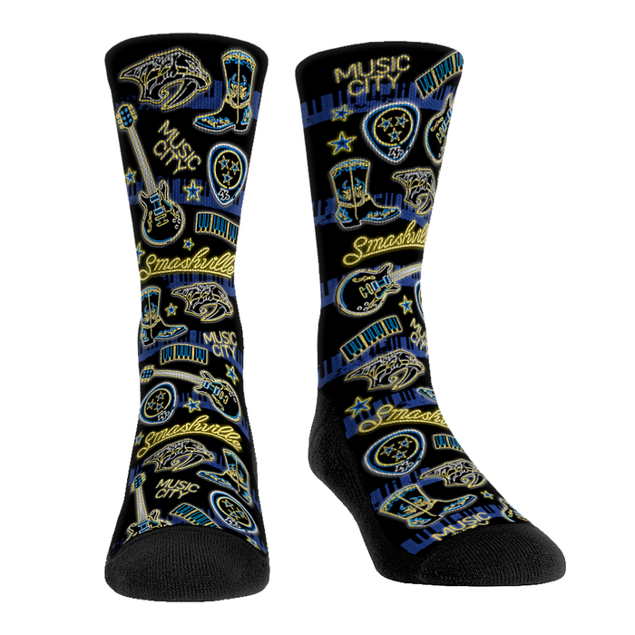 Nashville Predators - Smashville Neon Icons by Rock 'Em Socks