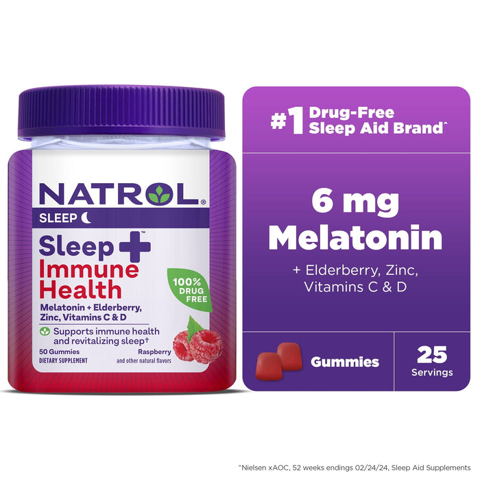 Natrol Sleep+ Immune Health Gummy, Sleep Aid & Immunity Support, 50 Berry Flavored Gummies by Price Is Right Miami