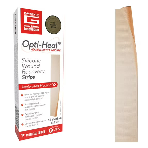 Neo G Silicone Scar and Wound Recovery Strips, 1.6 x 5.9 in (6 Count) by Pasteur Pharmacy