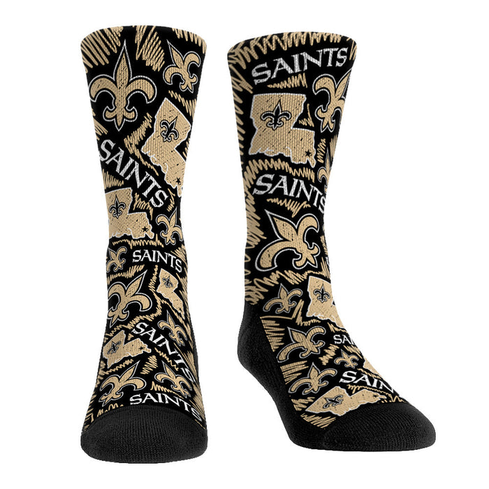 New Orleans Saints - Logo Sketch (Black) by Rock 'Em Socks