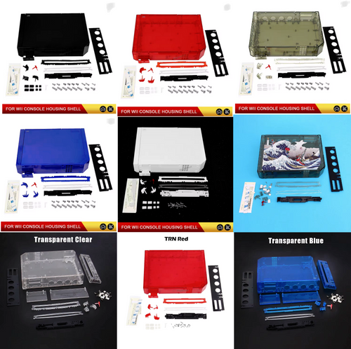 Nintendo Wii Replacement Shell Housing Case Blue Transparent Red by VintageVideoGameStore